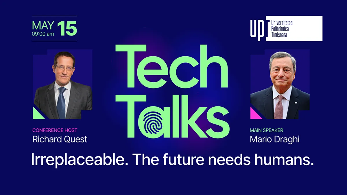 Mario Draghi și lideri globali ai tehnologiei vin la Timișoara, la Tech Talks by UPT 2026